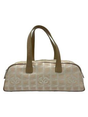 Chanel Handbag New Travel Line Beige White Leather